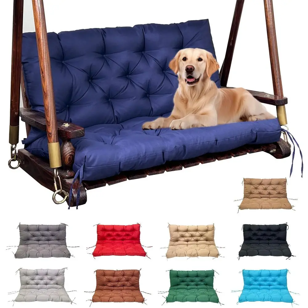 

Swing Cushions Replacement Waterproof 23 Seater Patio Bench Cushion with Backrest Ties 4 Inch Thickened Swing Seat Cushion for