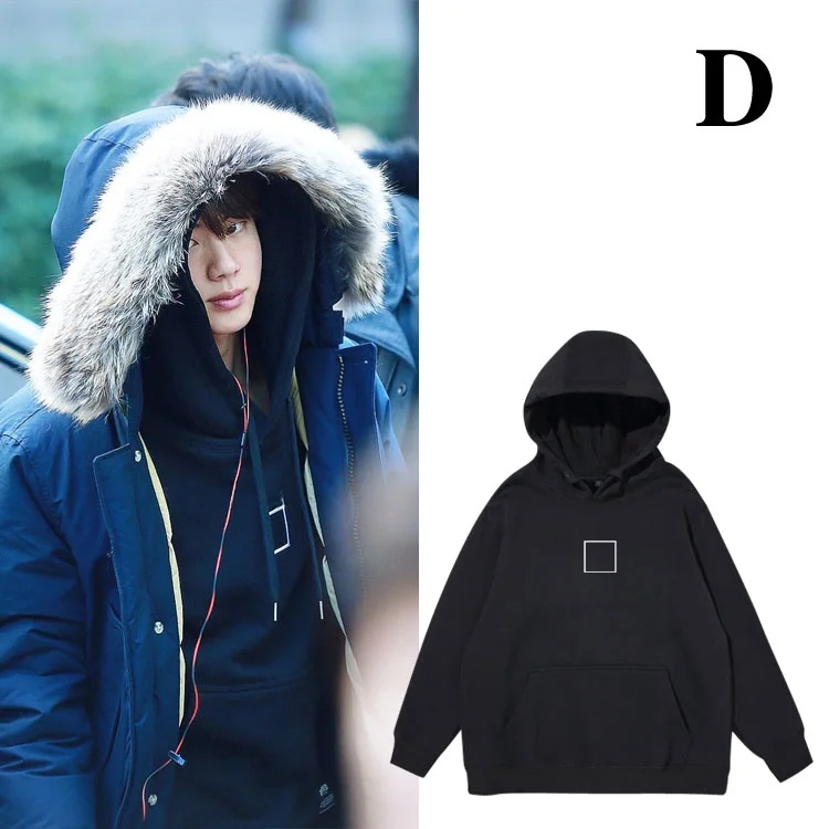   เสื้อฮู้ด Jin Suga Namjoon ทรงหลวม สไตล์สตรีท แขนยาว ผ้าฝ้าย คอกลม พร้อมกระเป๋าจิงโจ้