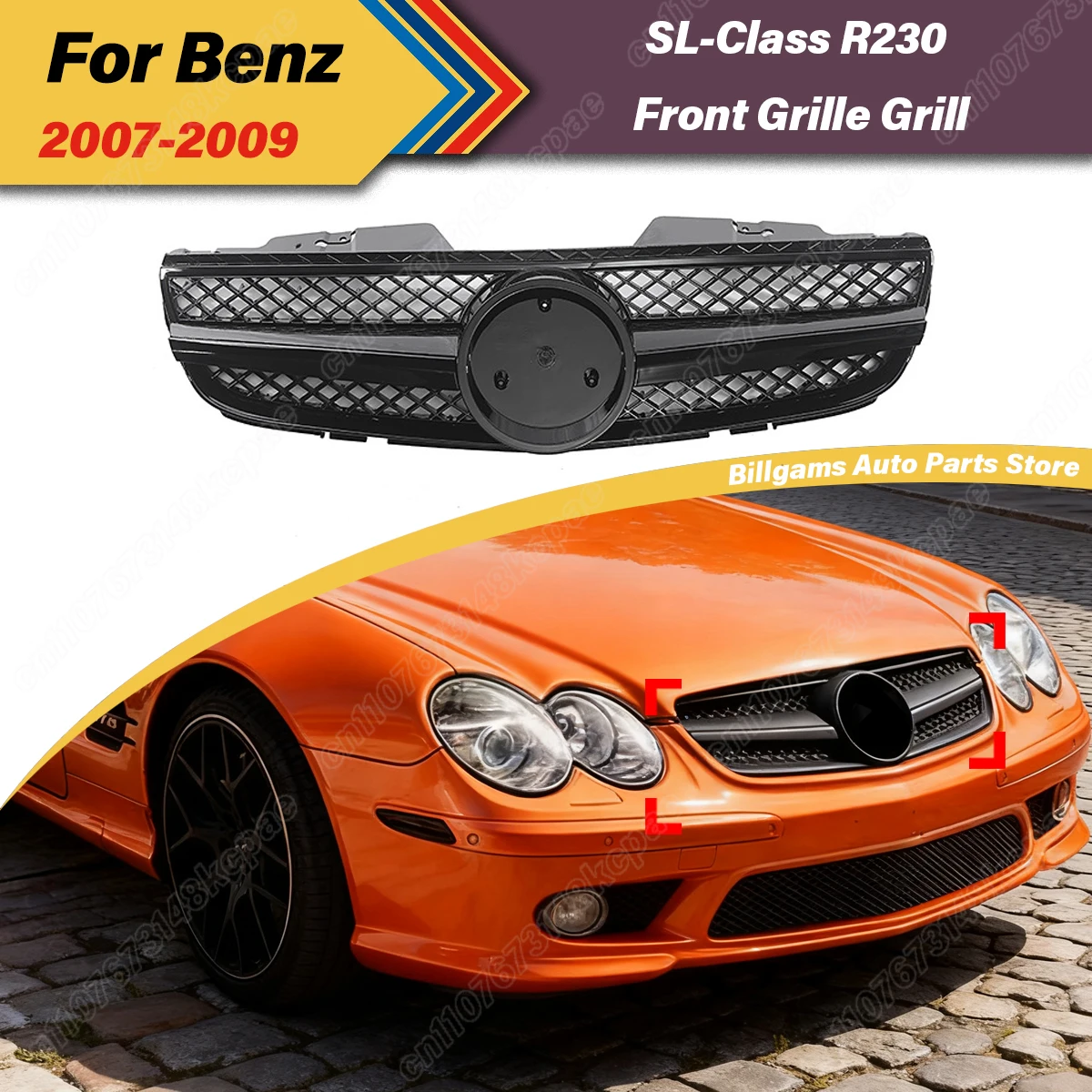 

For Mercedes-Benz SL-Class R230 SL500 SL550 SL600 2007 2008 2009 Automobile Front Air Intake Grille Heat Dissipation Body Kit