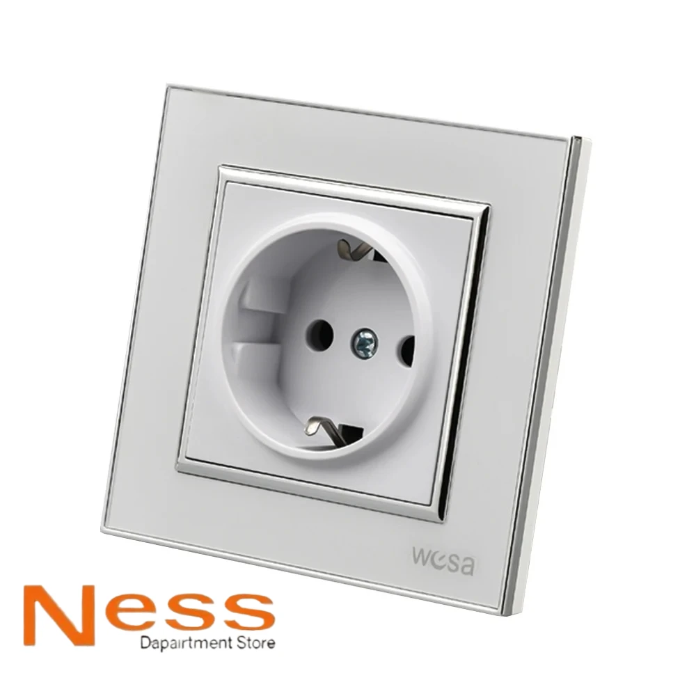 NESS الأبيض الكلاسيكي 3 عصابة 1 طريقة 250 فولت 16A التيار المتناوب الجدار الروك التبديل الاتحاد الأوروبي القياسية لوحة أكريليك زر مفتاح الإضاءة مثبطات اللهب #5