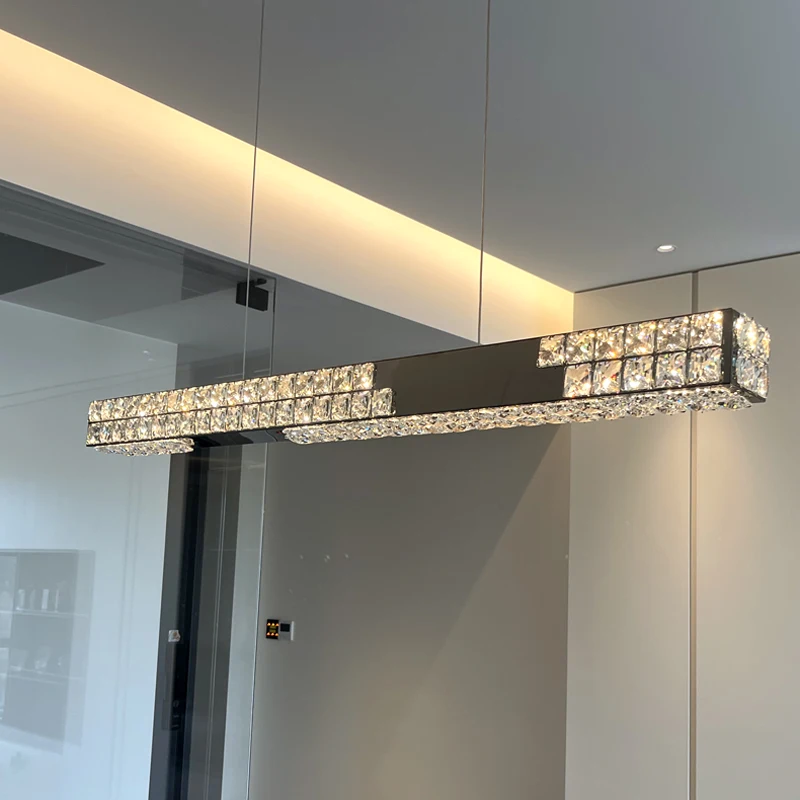Modern Luminarias Led Chandelier Foyer Luxury Crystals Pendant Lights Art Decor Ceiling Lamp Indoor Lighting Steel Led Lamparas