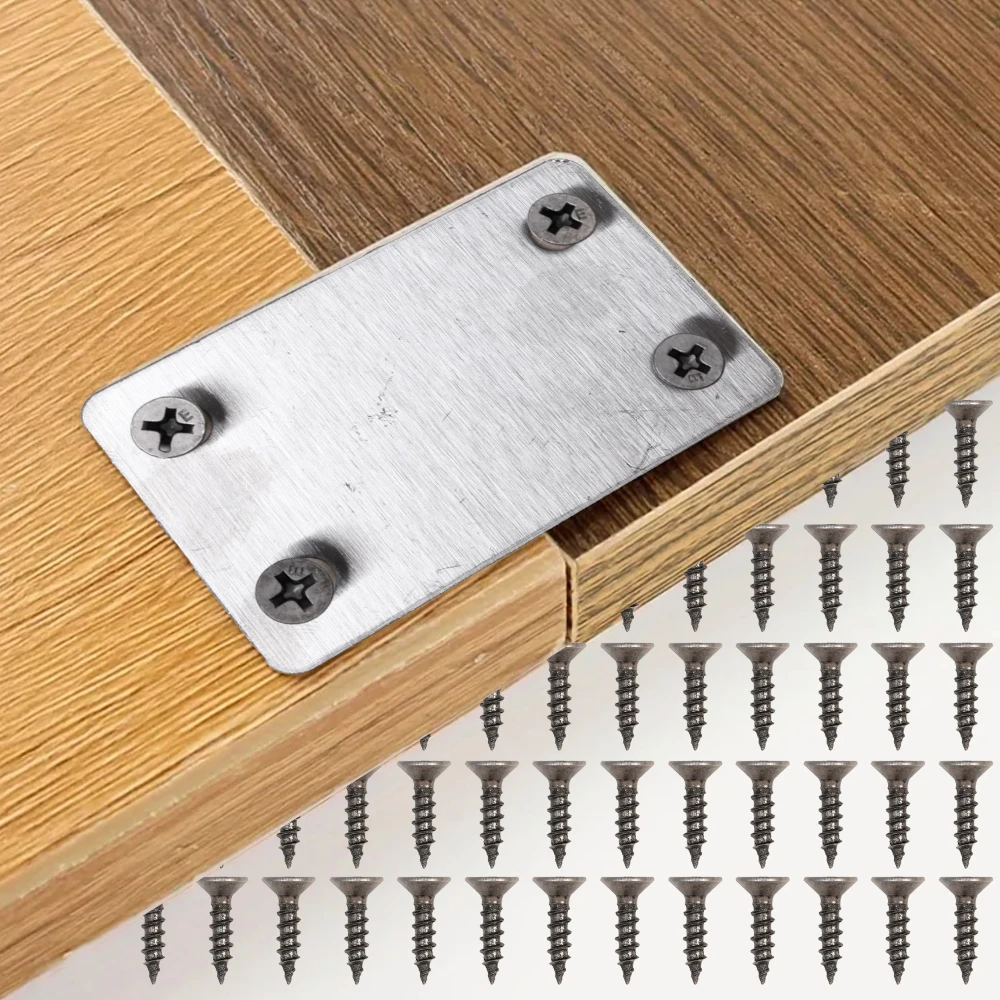 Stainless Steel Corner Brackets Wood Shelves Furniture Fasteners Flat Plate Connector Angle Code Cabinet Corner Brace with Screw