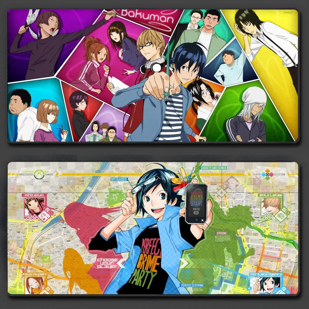 Alfombrilla de ratón Bakuman, alfombrilla de ratón grande antideslizante de goma para juegos, alfombrilla de escritorio duradera con borde de costura gruesa, adecuada para oficina y juegos