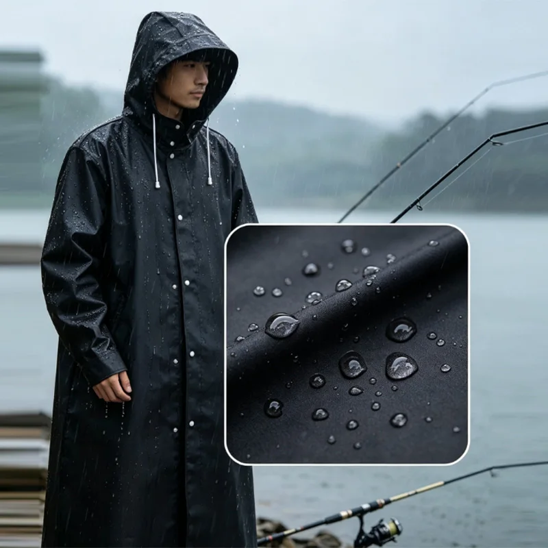 Thick Long Waterproof Raincoat Full Body One Piece Hooded Camping Drifting Unisex For Adult Cycling Motorcycle Electric Bike