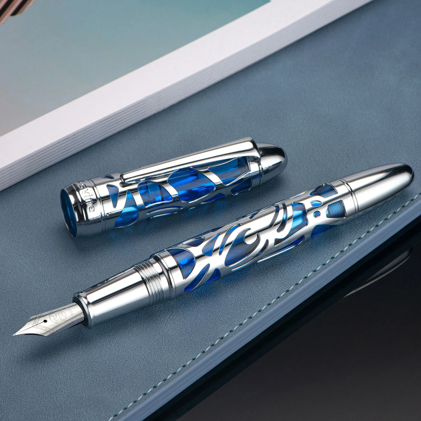 Original Asvine P80 Spider Web Creative Hollow Pistons Ink Pen High End Business Office Gift
