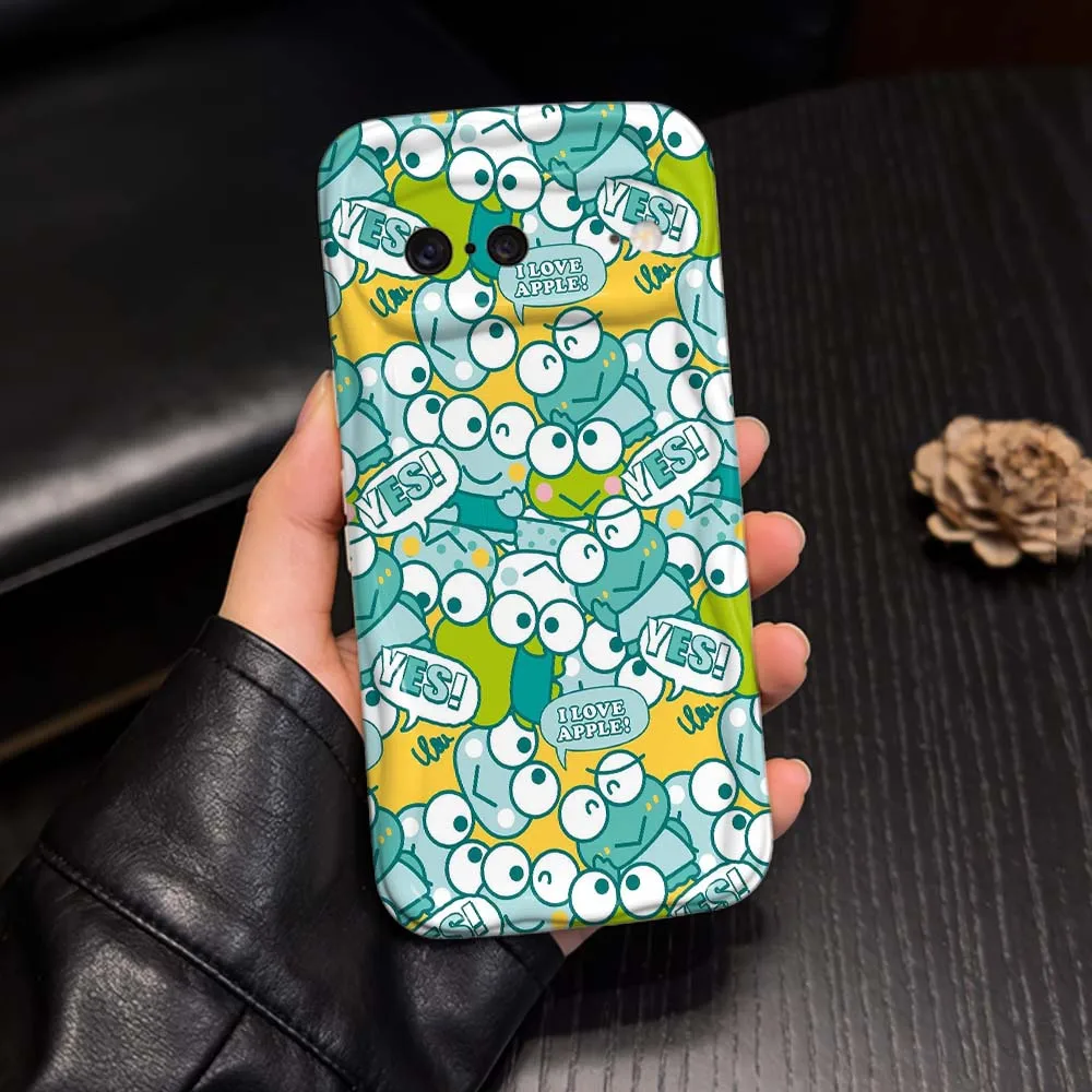 Coque de téléphone souple effet huile ondulée avec motif artistique Keroppi pour Google Pixel 10 9 8 7 8A 7A Pro XL 2024