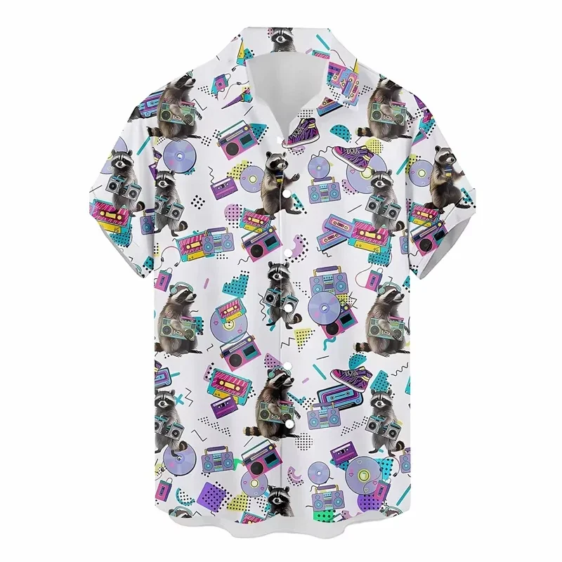 New Retro 80s and 90s Hawaiian Shirt Men's Clothing Printed Fashion Outdoor Collared Summer Button-Up Shirt