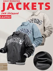 Herren Kunstleder jacke Motorrad Pu Oberbekleidung Vintage Stickerei Baseball Mäntel 24h Versand Frühling & Herbst lose Streetwear