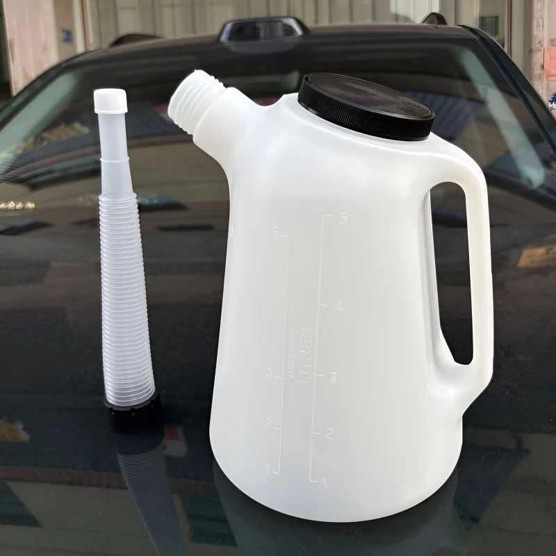 Jarra Medidora Universal de Óleo com Bico Flexível para Despejo, Recipiente Plástico Medidor com Tampa Durável para Viagens e Carros