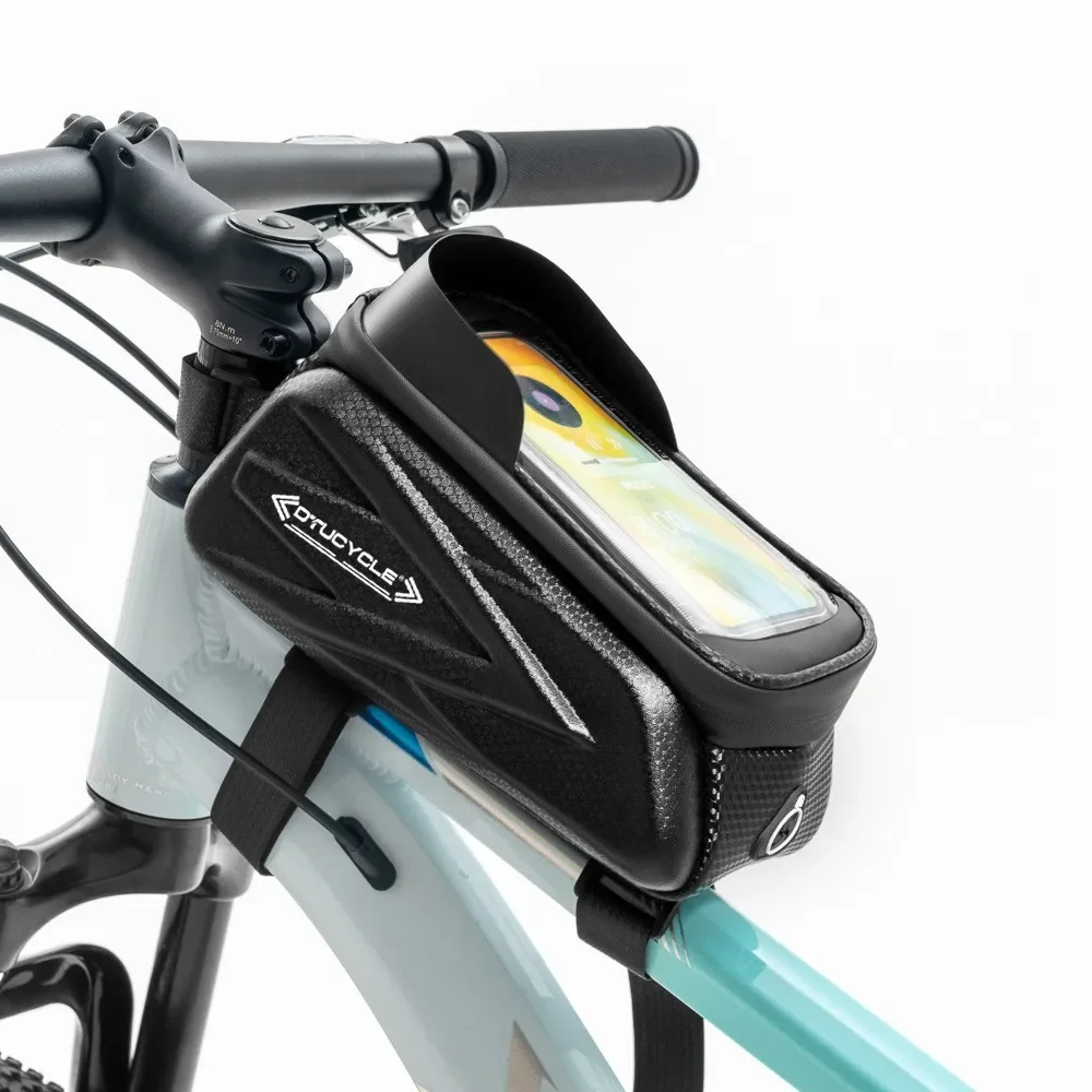 

Waterproof Bike Front Bag - Upper Tube & Front Beam Bag with Phone Compartment, Saddle Bag for Cycling