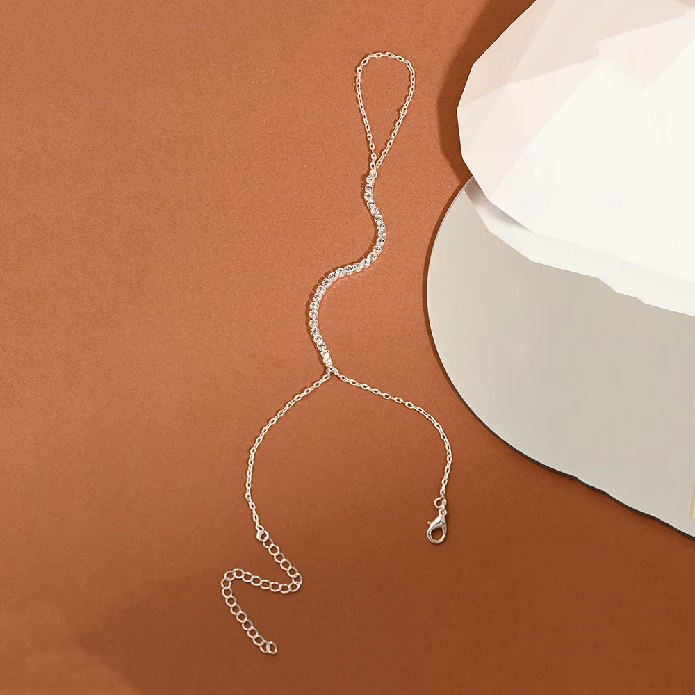 بسيطة الشرير كريستال الرقيق سلاسل للنساء بيان اكسسوارات هدية موضة Y2k حجر الراين فنجر سوار مجوهرات قابل للتعديل