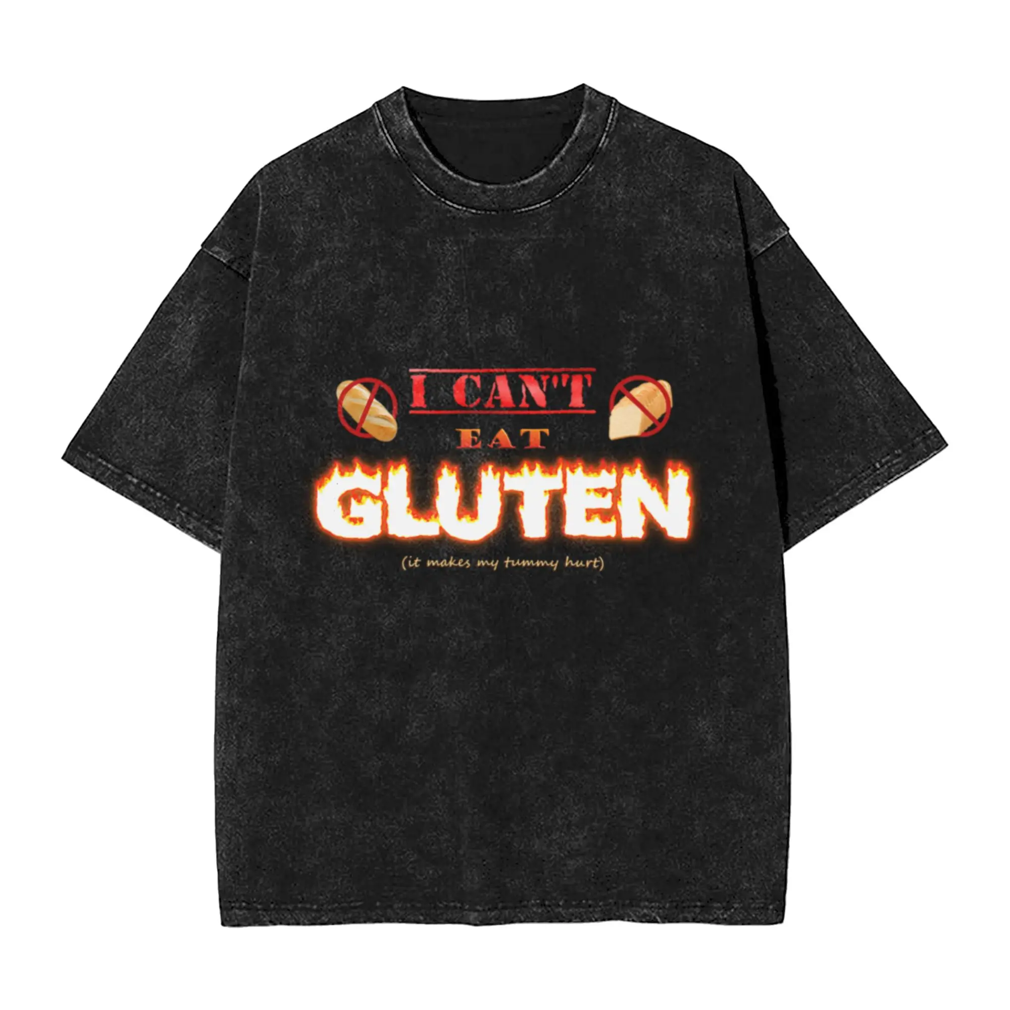 I can t eat gluten it makes my tummy hurt gluten intolerant celiac meme  Unique Chic A Washed T Shirt Oversized Cotton Tees Tops
