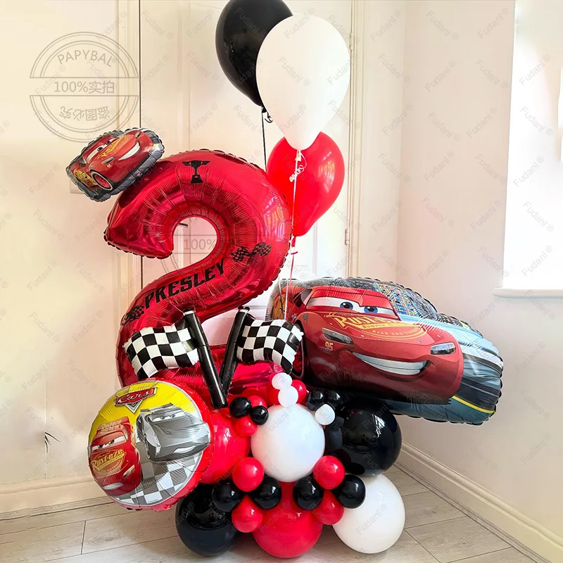 42 قطعة/مجموعة بالونات رقائق مستوحاة من سرعة المتسابق-مجموعة تزيين الحفلات لعشاق سيارات السباق بالون رقمي من فيلم الألومنيوم 1-9