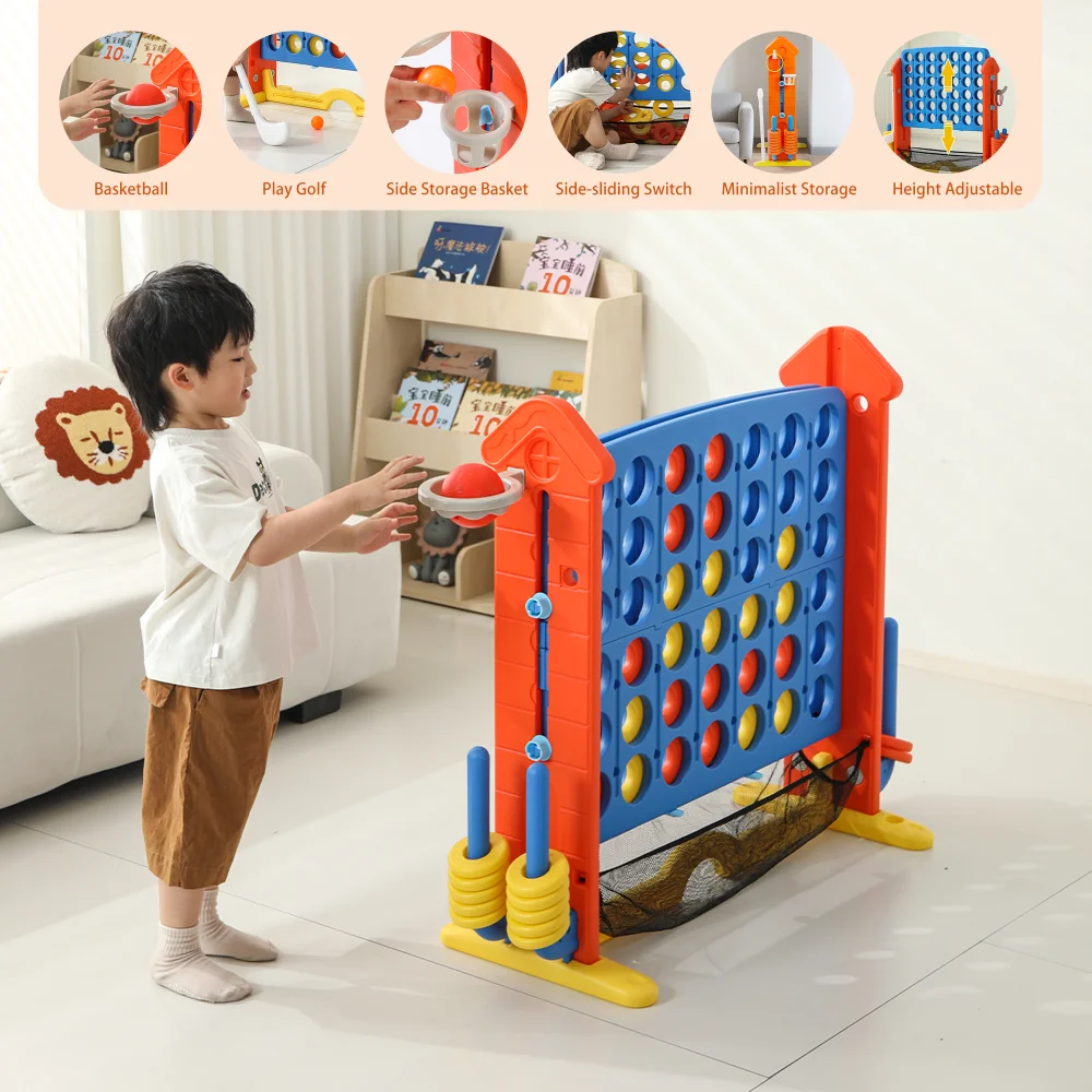 Set da gioco gigante 4-to-Score: borsa a rete, Jumbo Connect4, canestro da basket, lancio ad anelli, golf, bambini e adulti per interni/esterni (spese, non, l