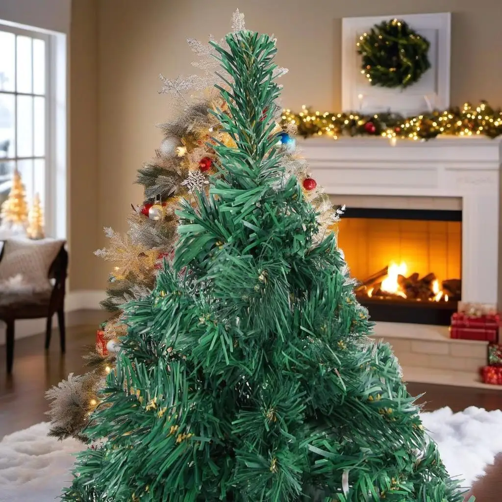 

94.5” Pre-Lit Artificial Christmas Tree with Ornament Ball Set - Green Holiday Decor