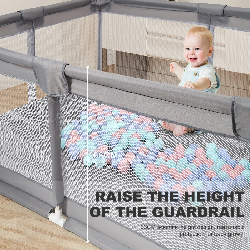 Parc pour bébé écologique avec barrière de sécurité de 66 cm – Aire de jeux intérieure portable et sécurisée pour les tout-petits, options multicolores, montage facile