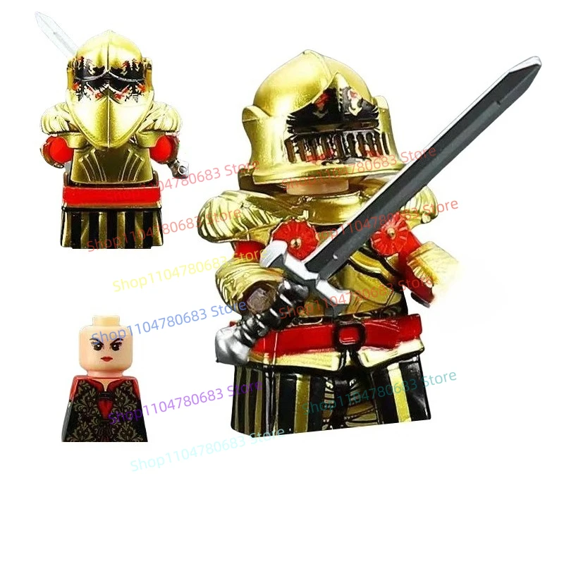 MOC Boneka Blok Bangunan Baru Boneka Mini Ksatria Standar Kartun Permainan Kartun Mainan Hadiah Koleksi Ornamen