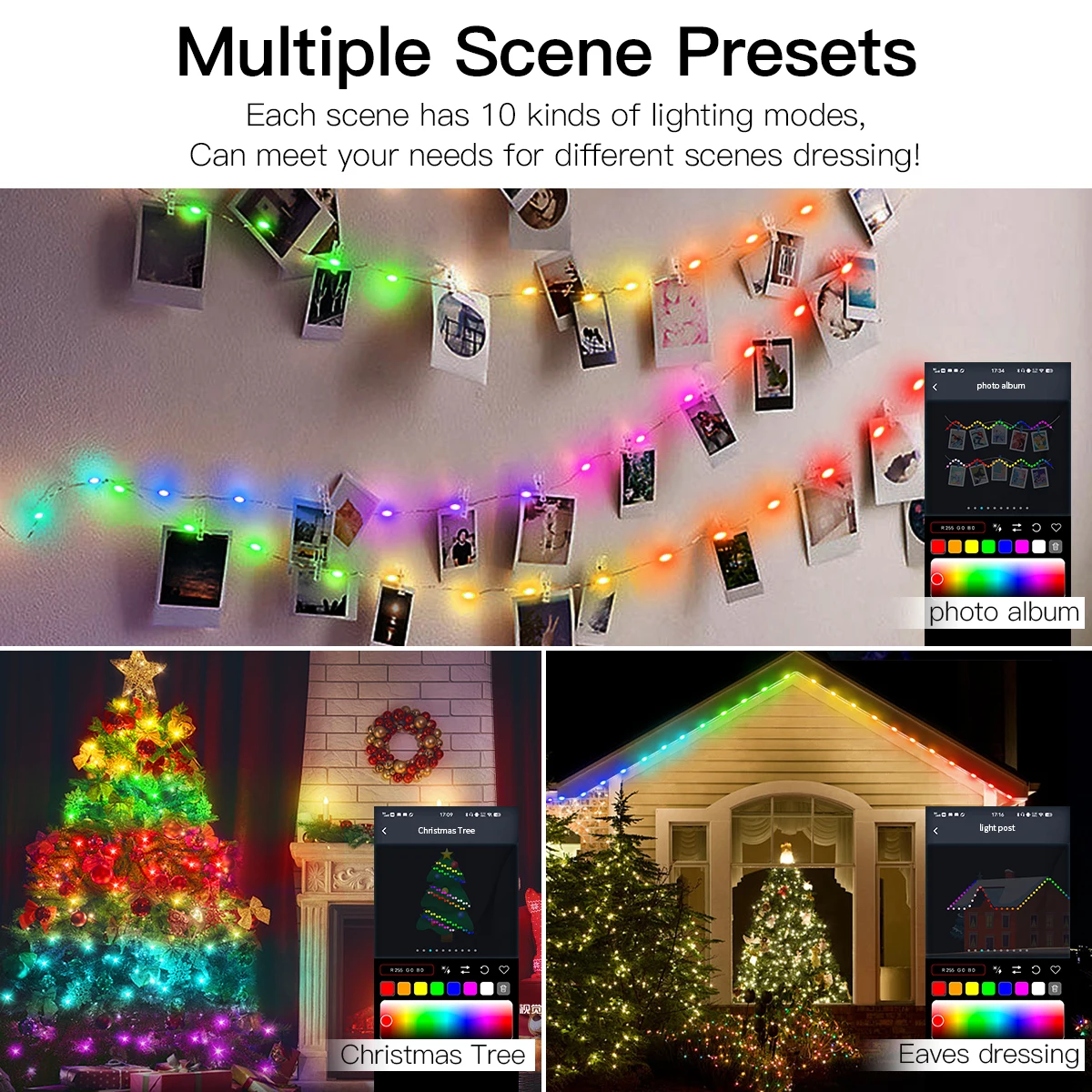 25M 20M 10M RGBIC LED Sting Light USB 5V Bluetooth Music APP RGBIC Addressable Fairy Lights Party Garland Christmas Decoration