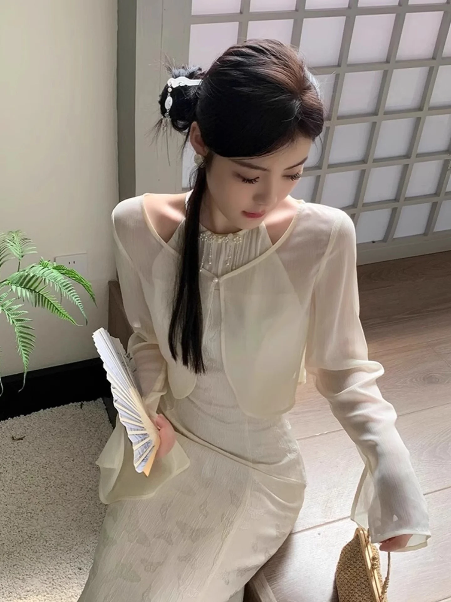 

Новая китайская модная ультратонкая солнцезащитная одежда с длинными рукавами и узором снежинок, накидка-кардиган для женщин