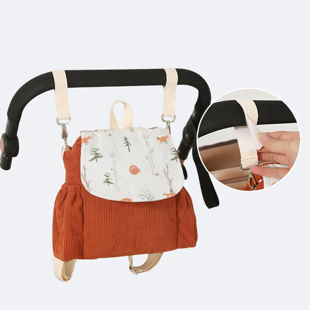 Corduroy Kids Backpack Toddler School Bag Farm Cottage Style Children's Backpack With Two Stroller Straps For Nappy