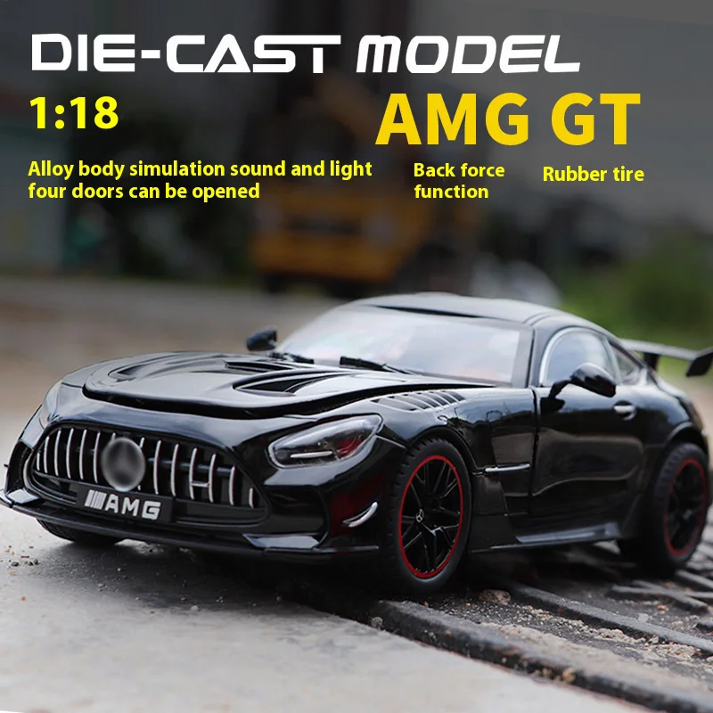 Modèle en alliage de voiture de sport AMG 1:18, son et lumière cool, intérieur simulé, restauration des détails, ornements de bureau exquis