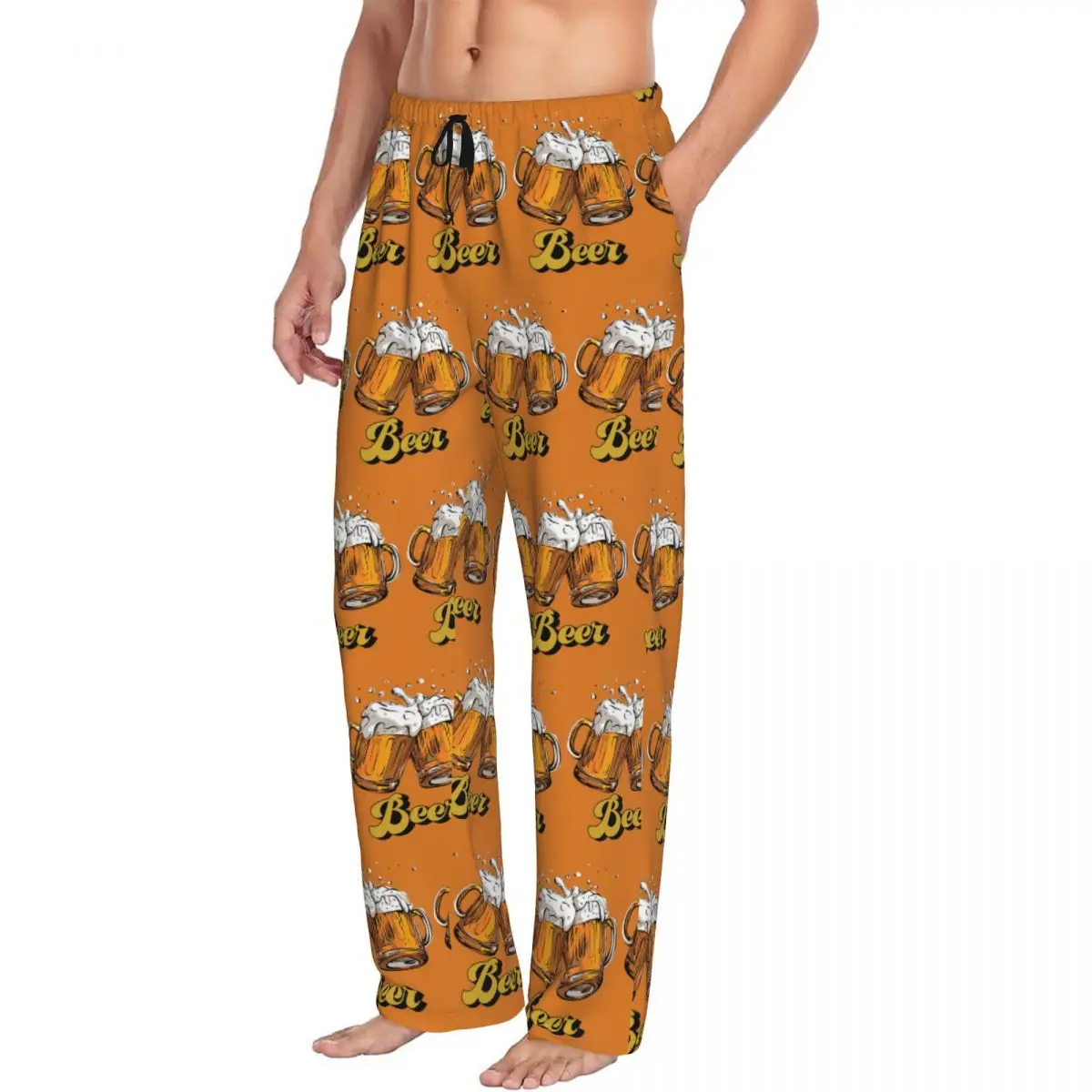 Custom Beer Men Pajama Pants Lounge Sleep Sleepwear Bottoms with Pockets