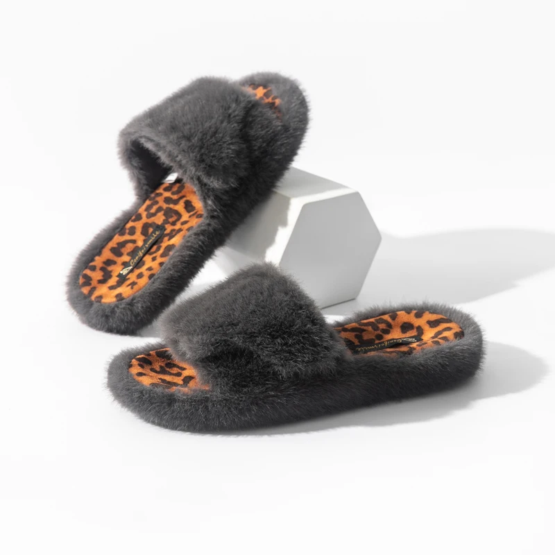 Comwarm Women Slippers Memory Foam Furry Indoor Cotton Shoes Warm Comfort Lightweight Slides Fuzzy Plush Female Casual Slippers