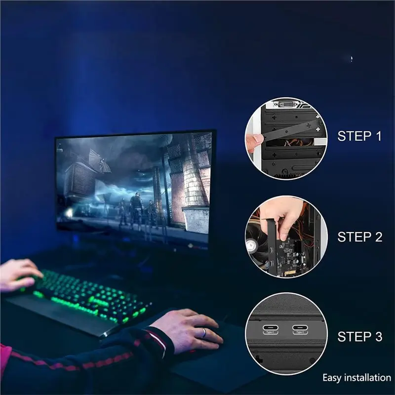 USB Expansion Card,With Internal Type E And 19 Pin USB Header, 10Gbps PCIE PCI Express Adapter Card For Desktop PC