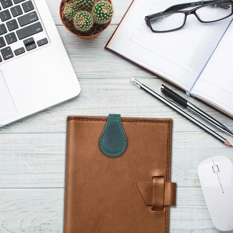 Leather Bookmark Magnetic Retro Leather Magnetic Bookmark Clip Non-Slip Book Marker Clip Corner Page Bookmark Handmade