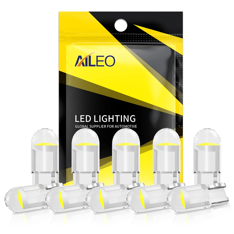 AILEO T10 168 194 192 LED W5W luci Canbus Glass COB 6000k lettura Dome Marker Wedge targa lampadina DC 12V bianco blu