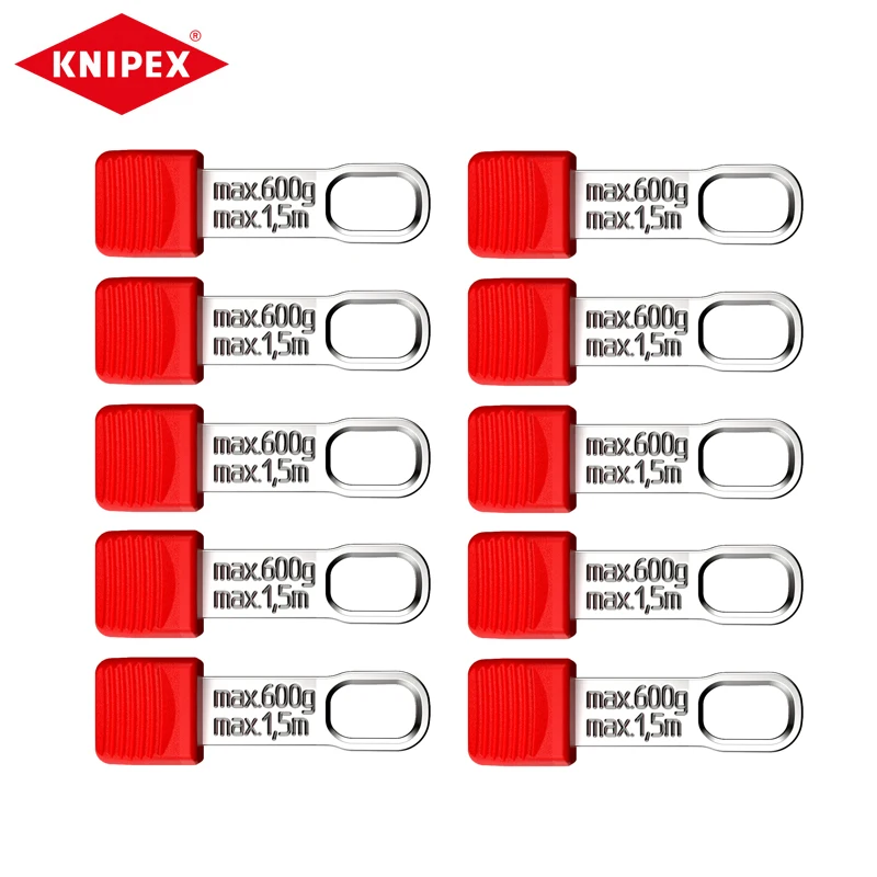 KNIPEX 00 62 10 TR TetheredTool Clips Red 10 Pieces