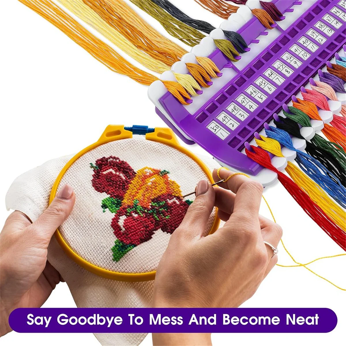 

AT16 50 Positions Floss Organizer for Embroidery Floss Storage, Plastic Sewing Thread Organizer Embroidery Thread Holder