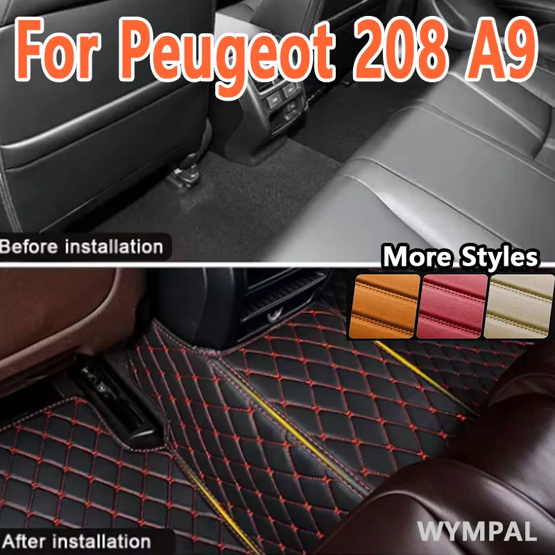 

Роскошные автомобильные коврики на заказ для Peugeot 208 A9 2012 2013 2014 2015 Авто Роскошные кожаные мужские и женские автомобильные коврики с полным покрытием
