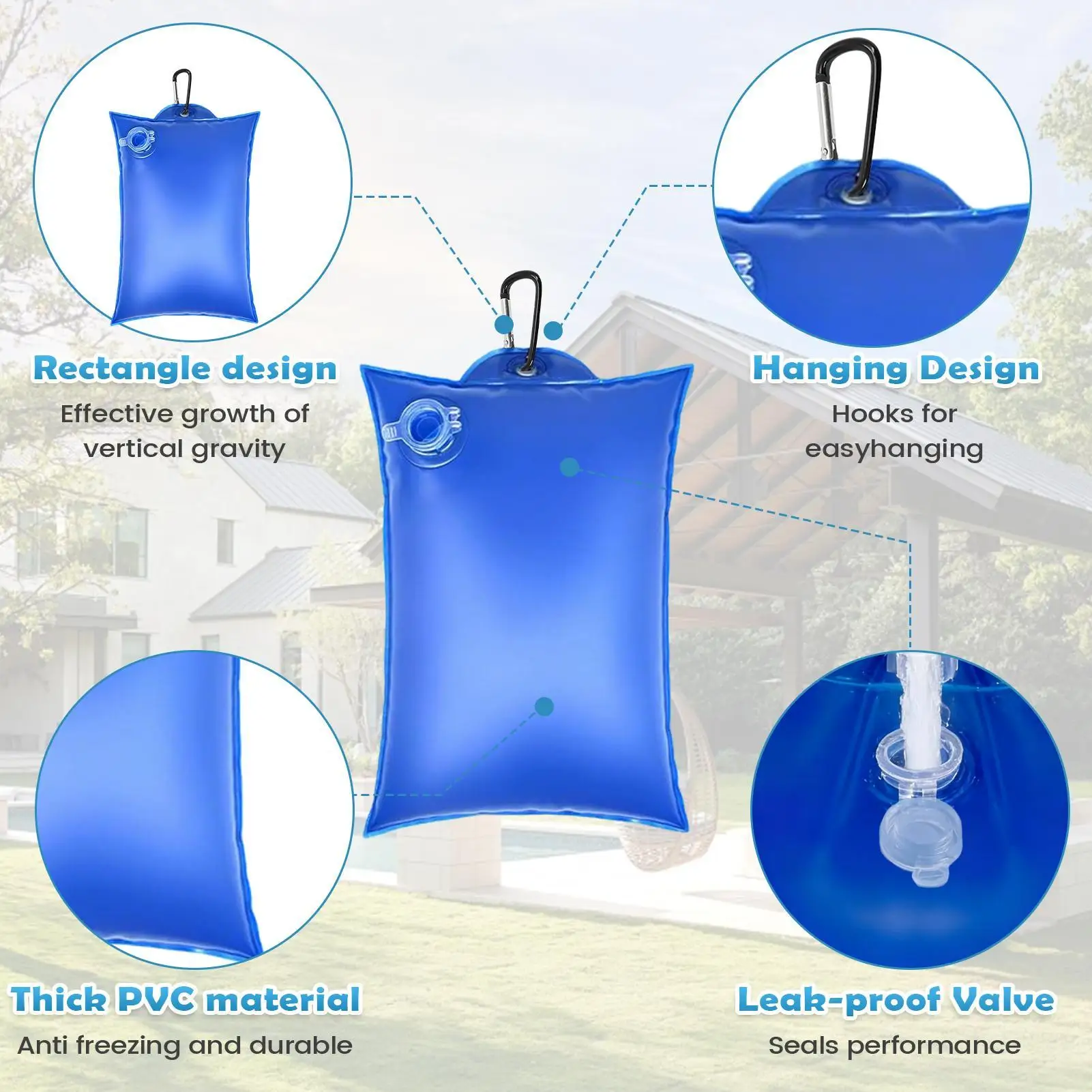 

Water Bags For Pool Cover Leak-Proof Thick Safety Products 10 Pieces Ground Pool Cover Weights For Hot Tub Storm Daily Home