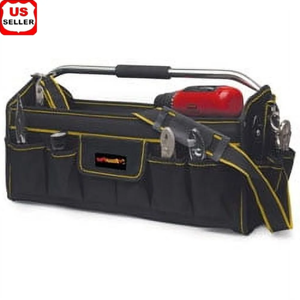 

Collapsible Tool Carrier Bag Removable Shoulder Strap Durable Nylon Canvas Construction Tools Accessories Easy Storage 20in