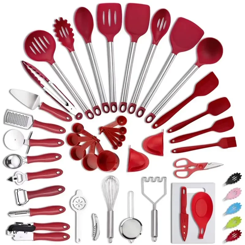Hot-selling 42-piece Nylon Stainless Steel Kitchen Cookware Set Jogo Silicone Cozinha Flip Spatula Baking Tools