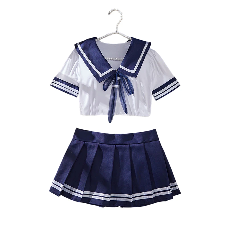JK Girl Miniskirt Set Sexy Women Lingerie Cosplay Babydoll Plaid Skirt Lace Sleepwear Erotic Student Uniform Kit Sexy Nightdress