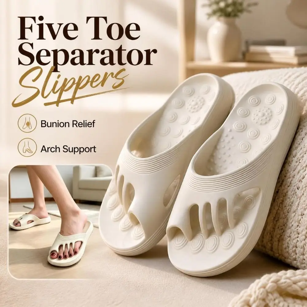 Bunion Relief Five Toe Separator Slippers Massage Non-Slip Arch Support Slippers EVA Open-toe Bunion Friendly Slippers Men Women