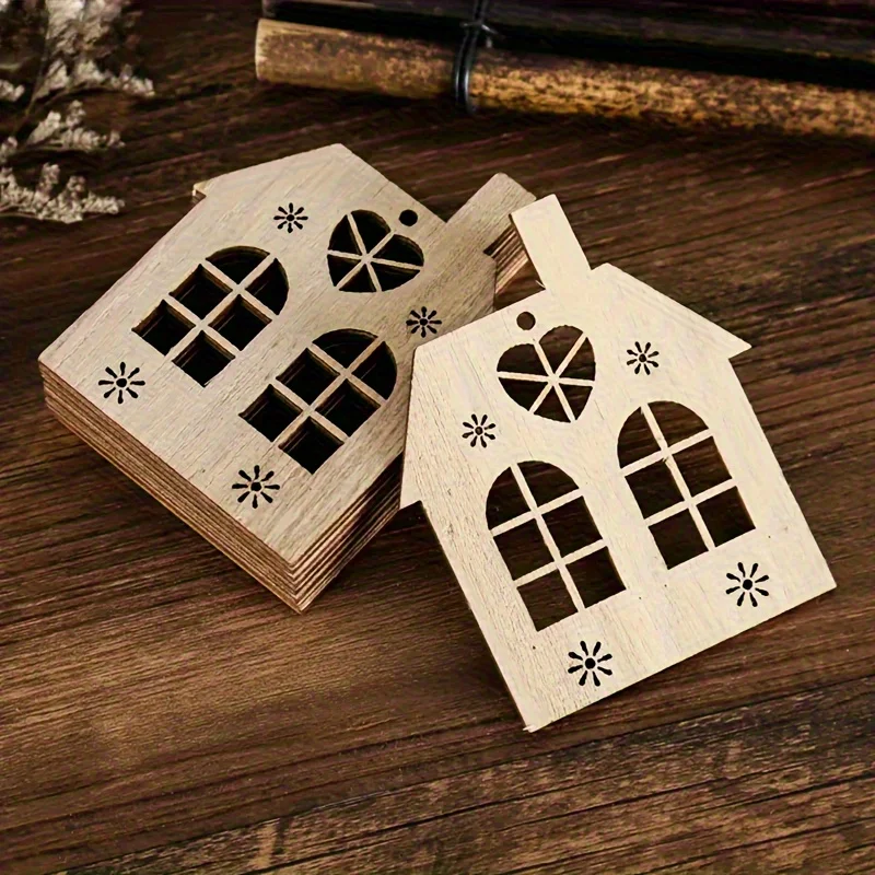 Holz-Ausschnitte in Herz- und Hausform, DIY-Bastelset zum Bemalen und Graffiti