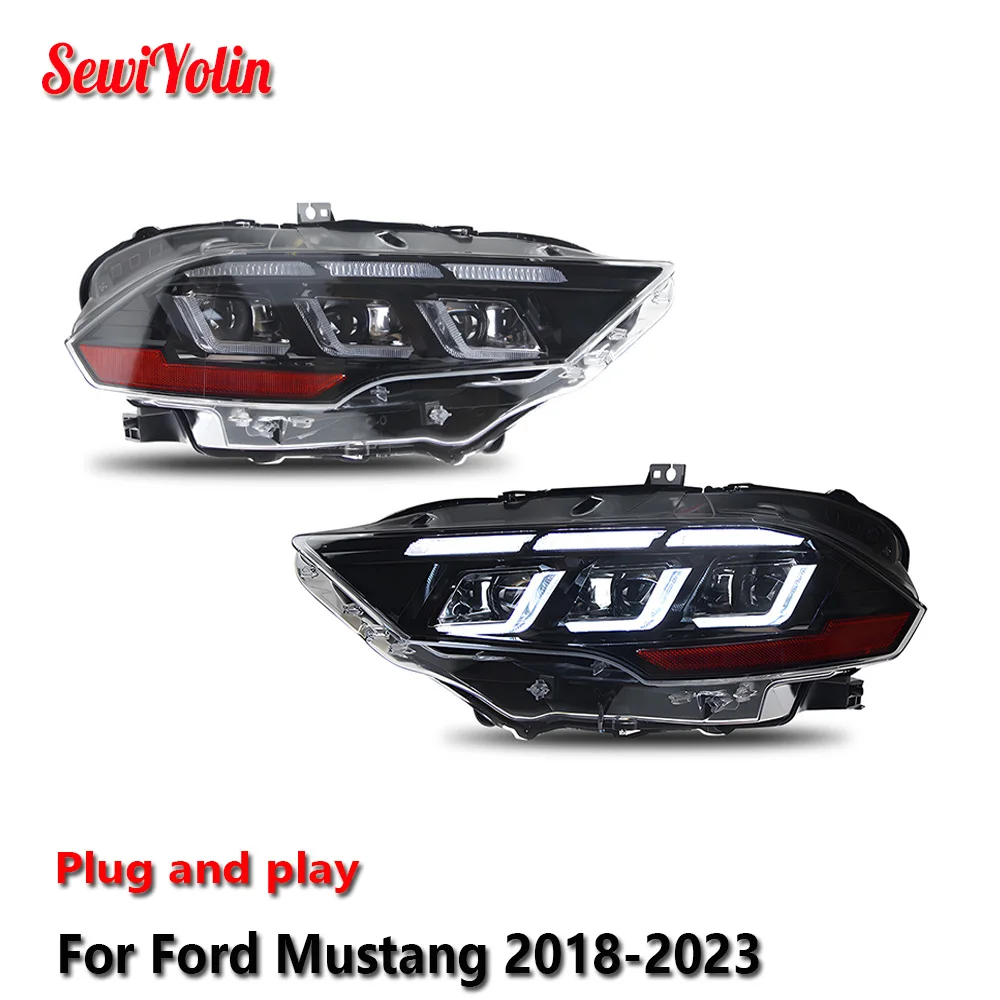 

Car LED Headlight Light Assemblies For Ford Mustang 2018-2023 Auto Fog DRL Brake Turn Signal Lamp Plug and Play