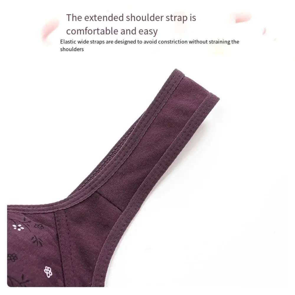 

Comfortable Daisy Bras for Older Women Breathable No Underwire Front Close Button Cotton Bras Plus Size Widened Shoulder Straps