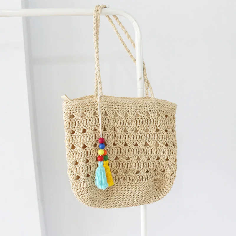 

Straw Weave Tassel Tote Summer Beach Bags for Women Large Capacity Fashion Shoulder Bag Lady Handbags and Purses Op-Handle Bags