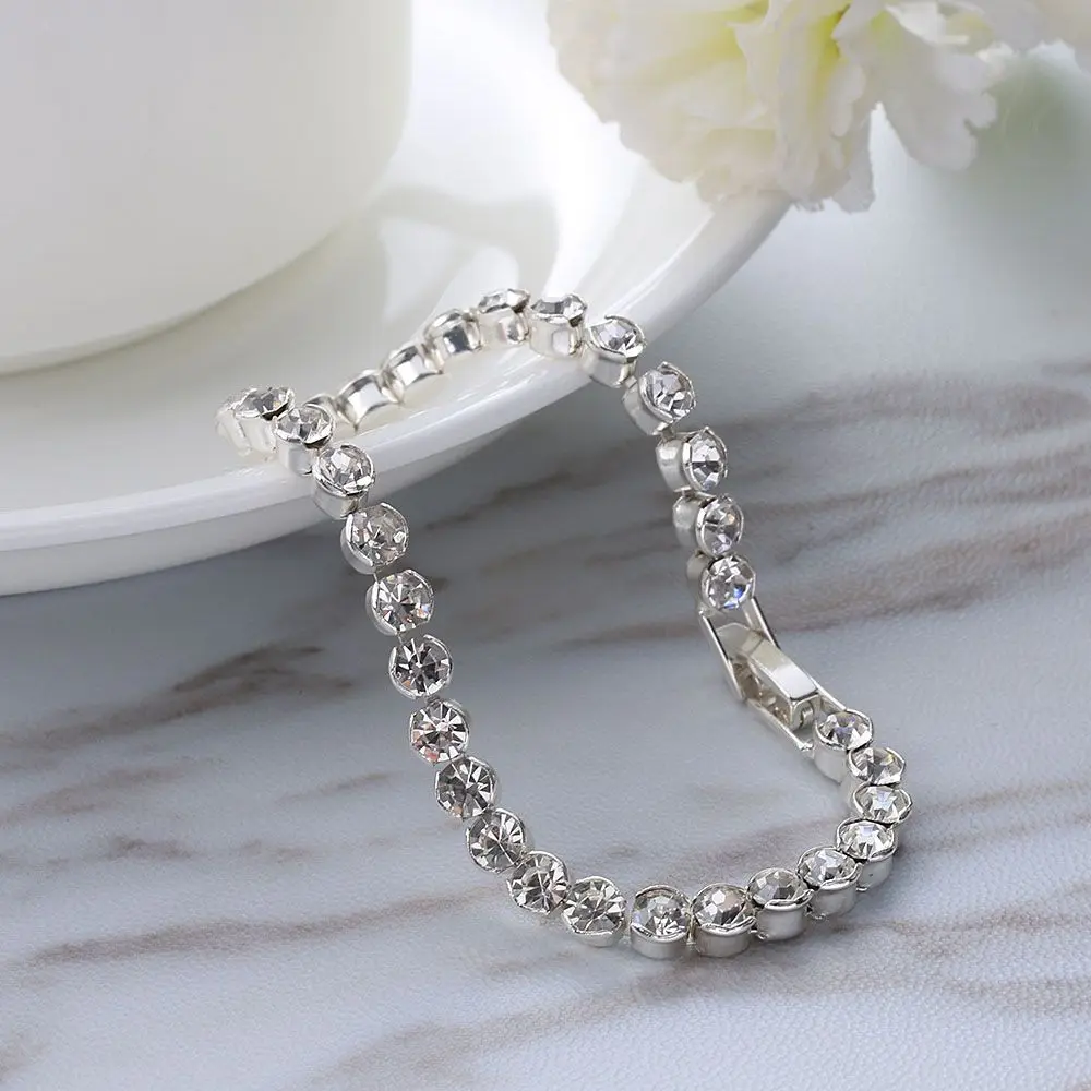 New Austria Crystal Silver/Gold Cuff Bangles Fashion Jewelry Hand Chain Shiny Bracelets