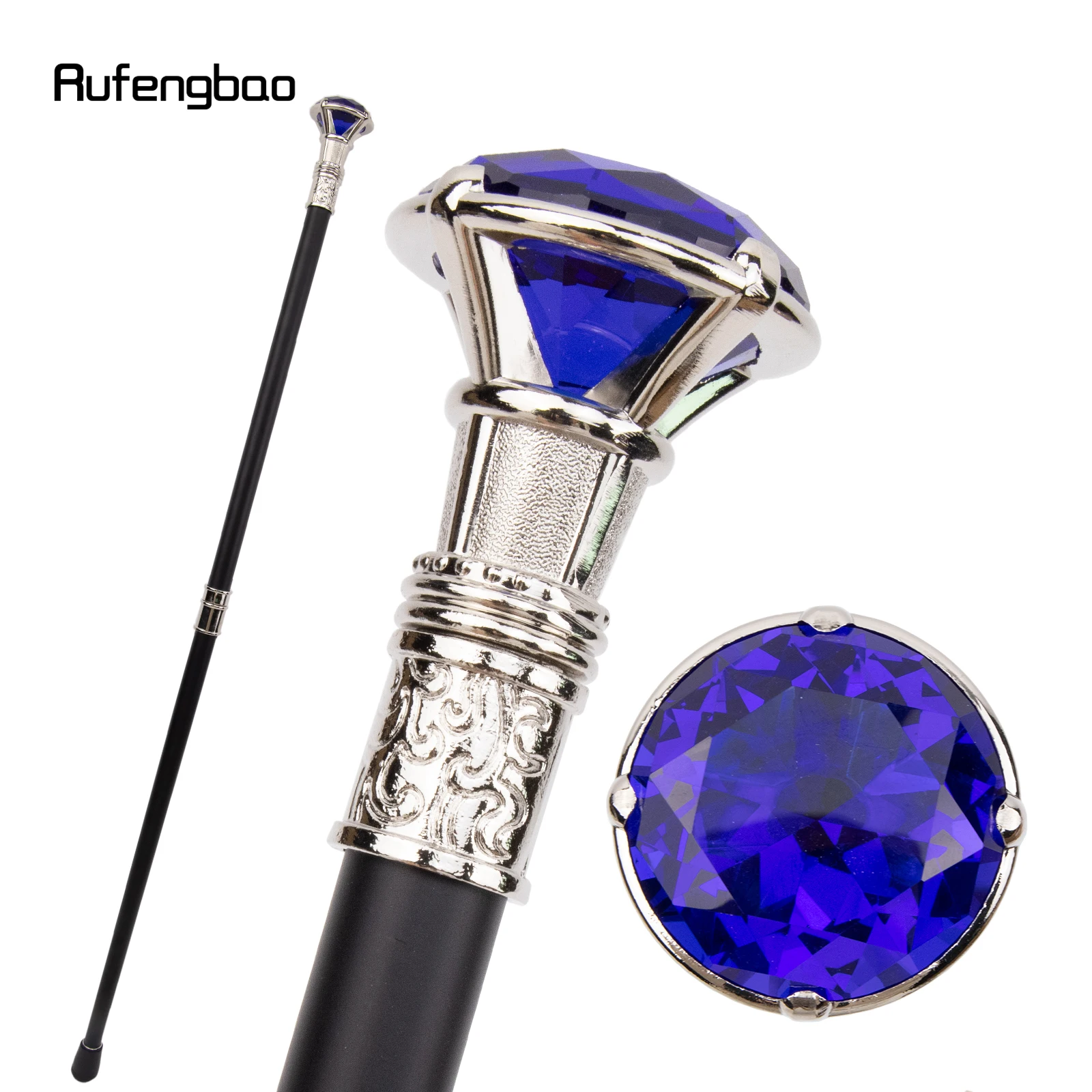 Purple Diamond Type White Walking Stick Fashion Decorative Walking Cane Gentleman Elegant Cosplay Cane Knob Crosier 93cm