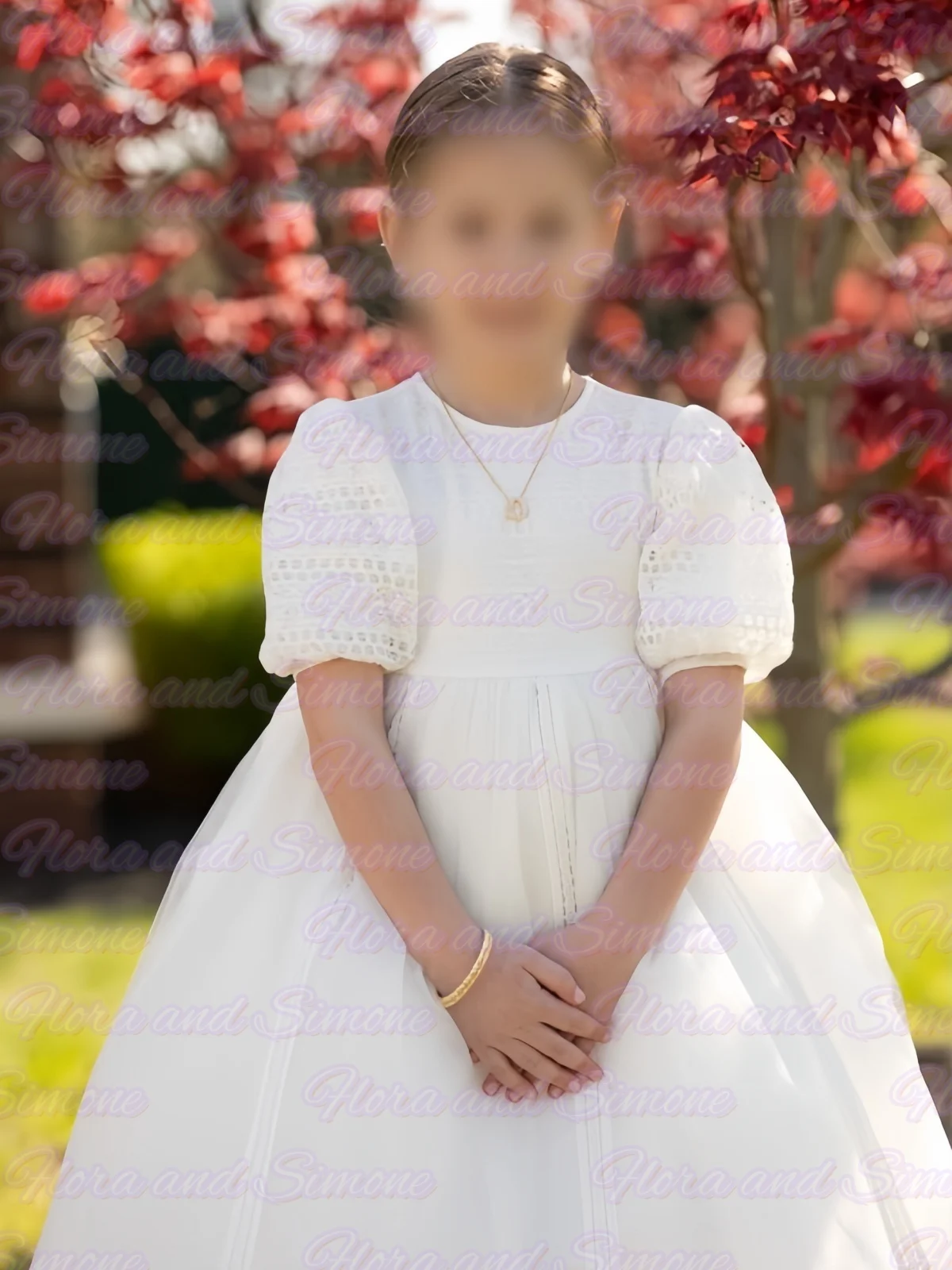 

Elegant Short sleeves Lace Chiffon Flower Girl Dresses For First Communion Wedding Ceremonies Dance Performance Customized