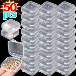 10/30/50pcs Lot Mini Square Transparent Plastic Storage Box with Hinged Lid Small Case for Pills, Dust-proof Storage Boxes