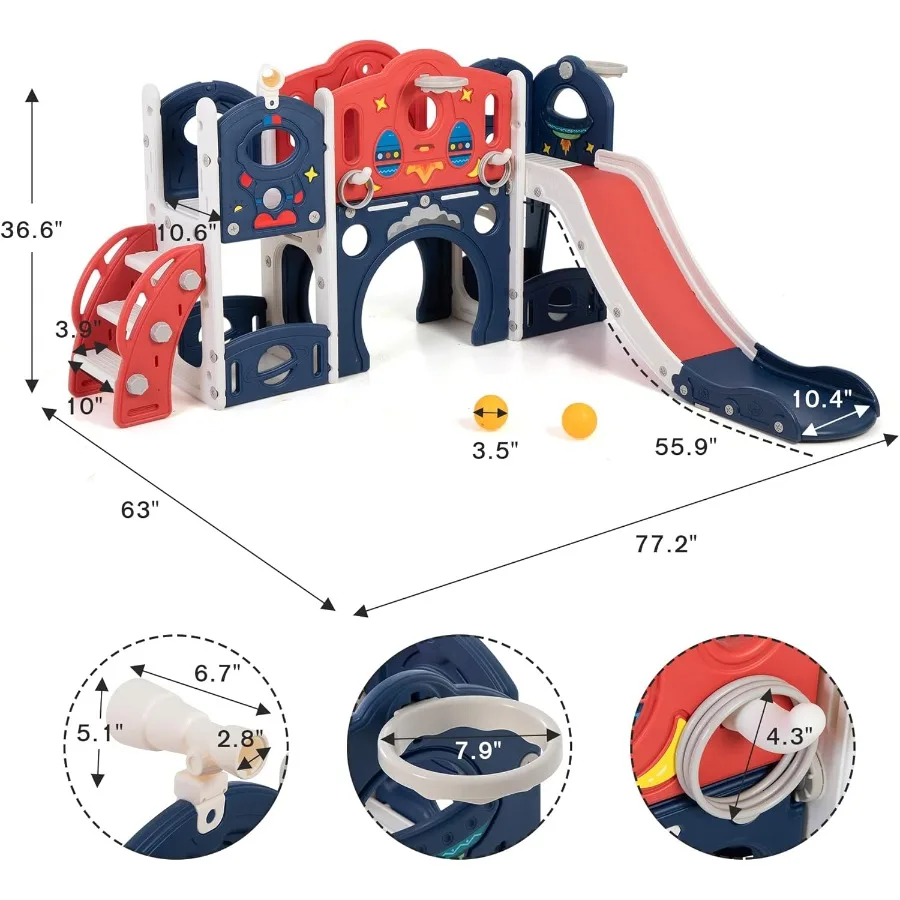 9in1 Castle Amusement Playground Playhouse Indoor Outdoor Playset for Toddlers Age 13 Backyard Climber Play Set Slide for Baby