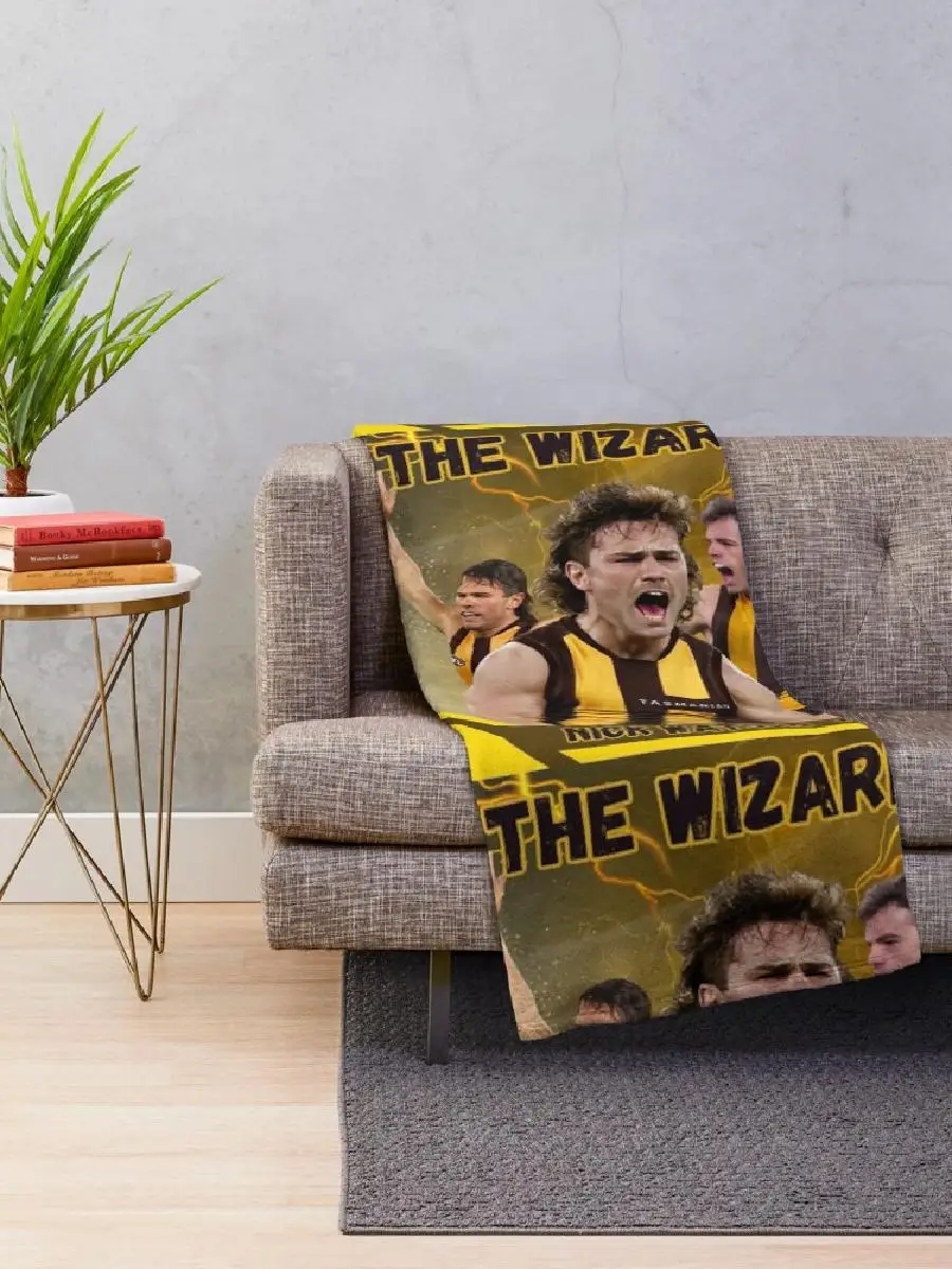 Nick Watson The Wizard Hawthorn Hawks AFL Football Throw Blanket  Soft Cozy Fleece for Couch or Bed Perfect Gift for Fans