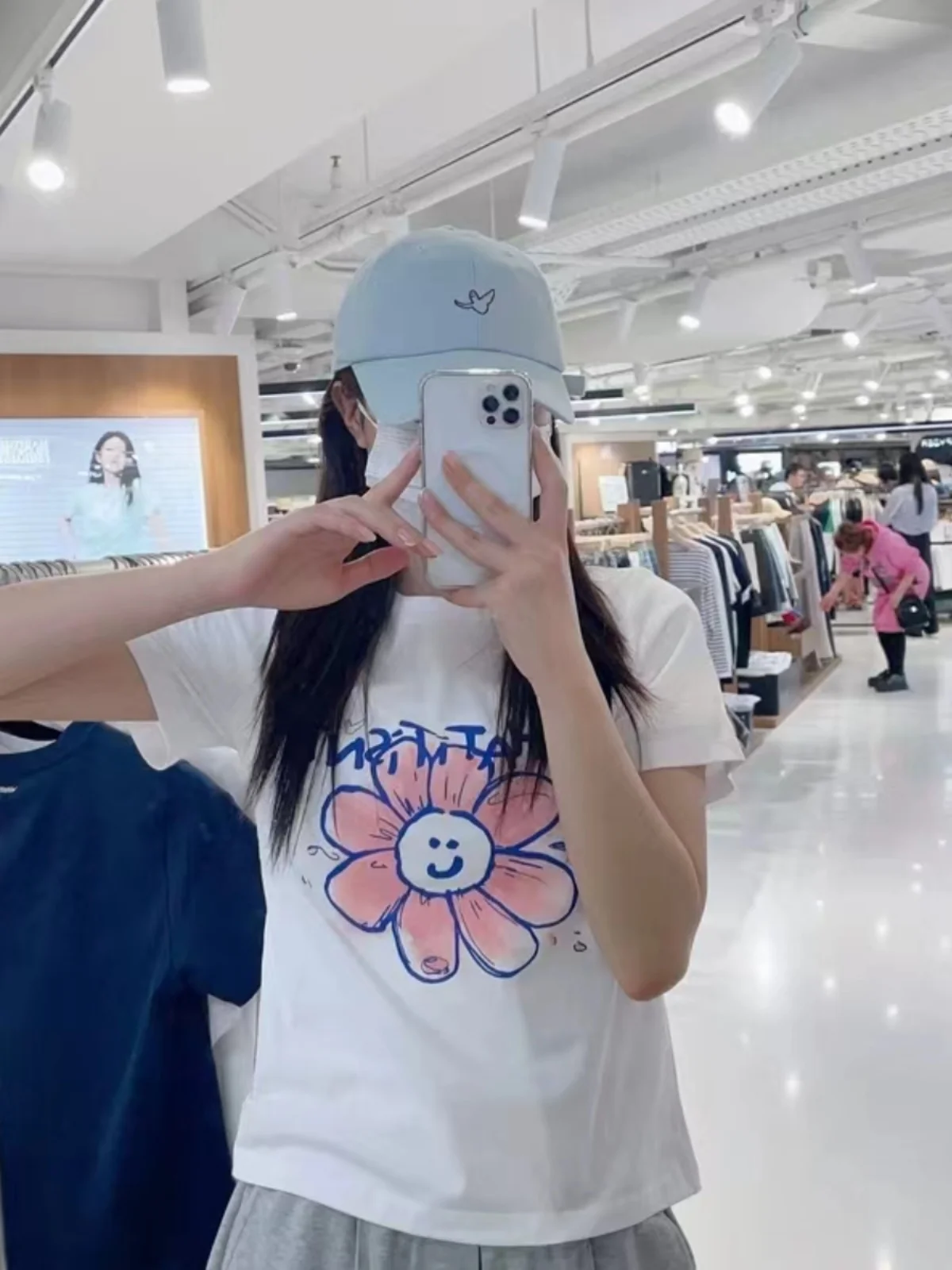 Camiseta de Verano para Mujer, Corte Ajustado, Estampado Floral, Marca de Moda, Algodón, Estilo Juvenil, Cuello Redondo