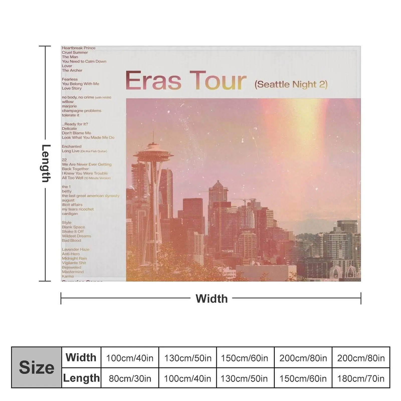 Eras Setlist Seattle Night 2 Throw Blanket blankets and throws Weighted Blankets